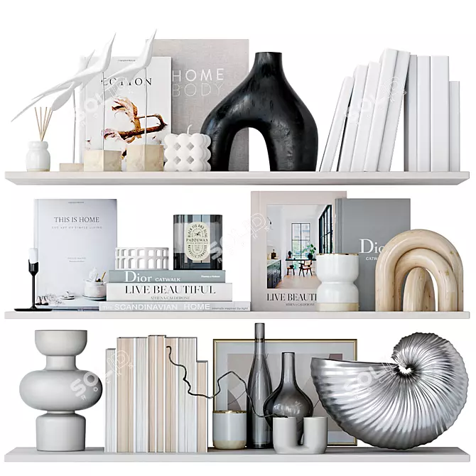 Stylish Decorative Shelves 3D model image 1