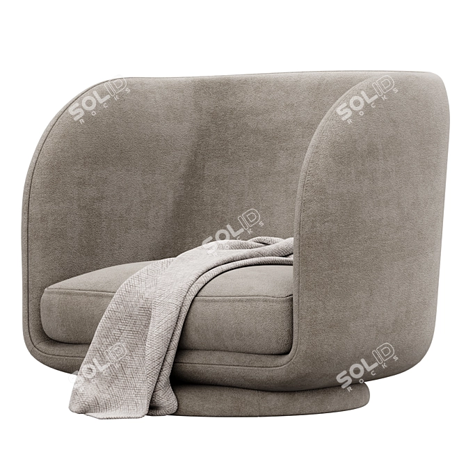 Chenille Lounge Chair with Plush Throw 3D model image 4