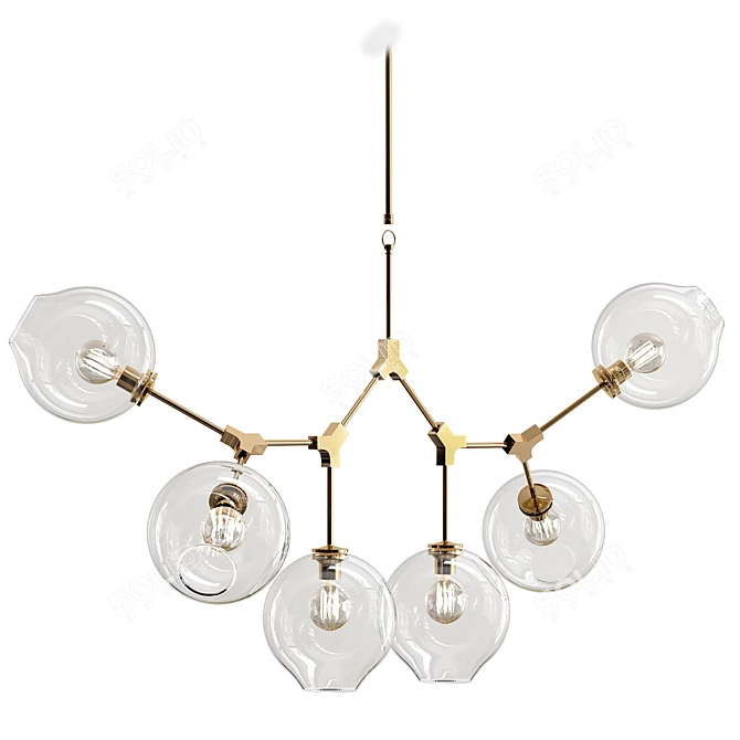 Sleek Branching Bubbles Chandelier 3D model image 1