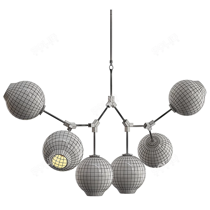 Sleek Branching Bubbles Chandelier 3D model image 2