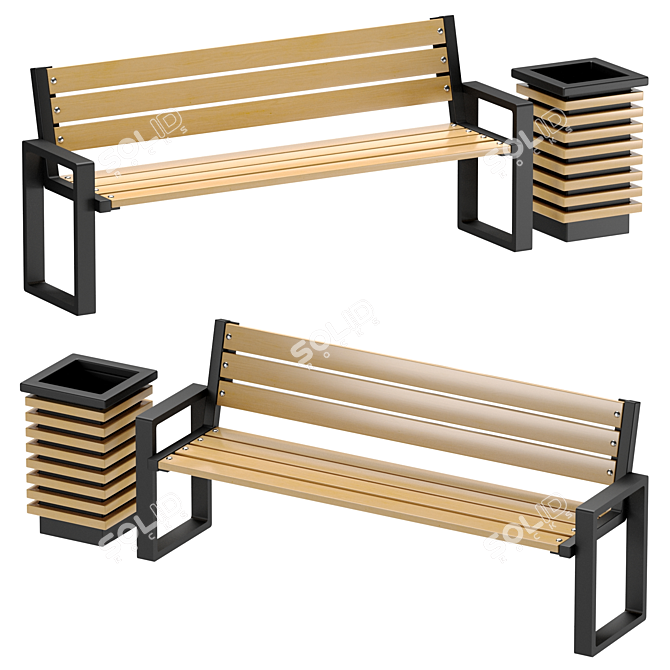 Urban Loft Bench and Urn 3D model image 1