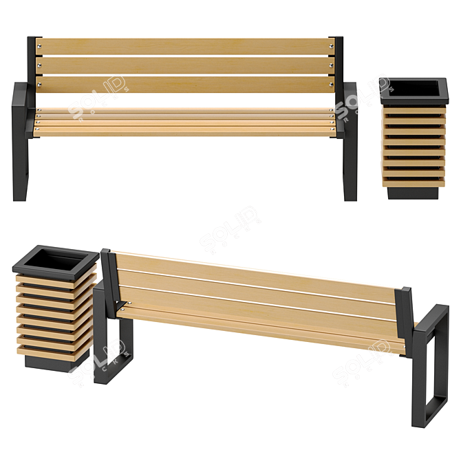 Urban Loft Bench and Urn 3D model image 2