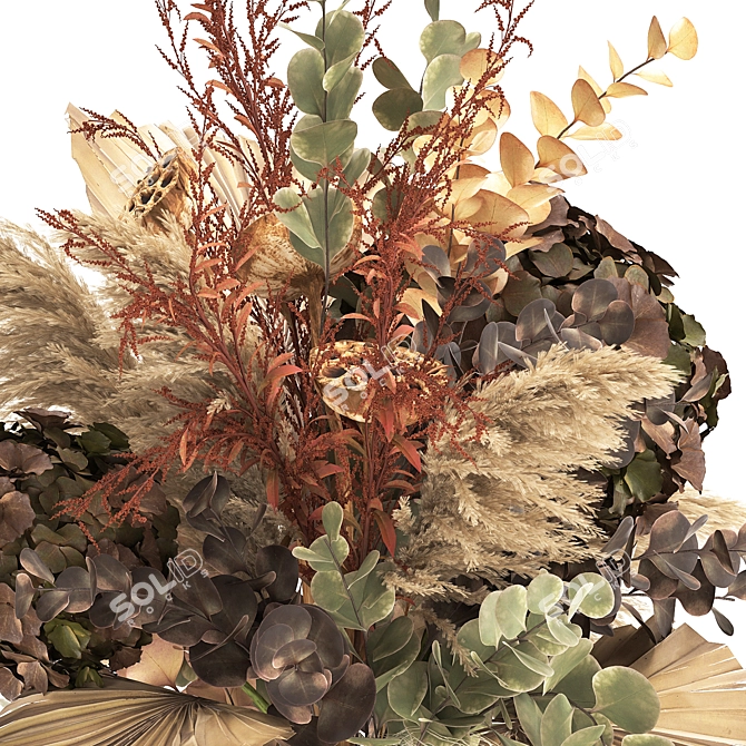 Autumn Bliss Bouquet with Dried Flowers 3D model image 3