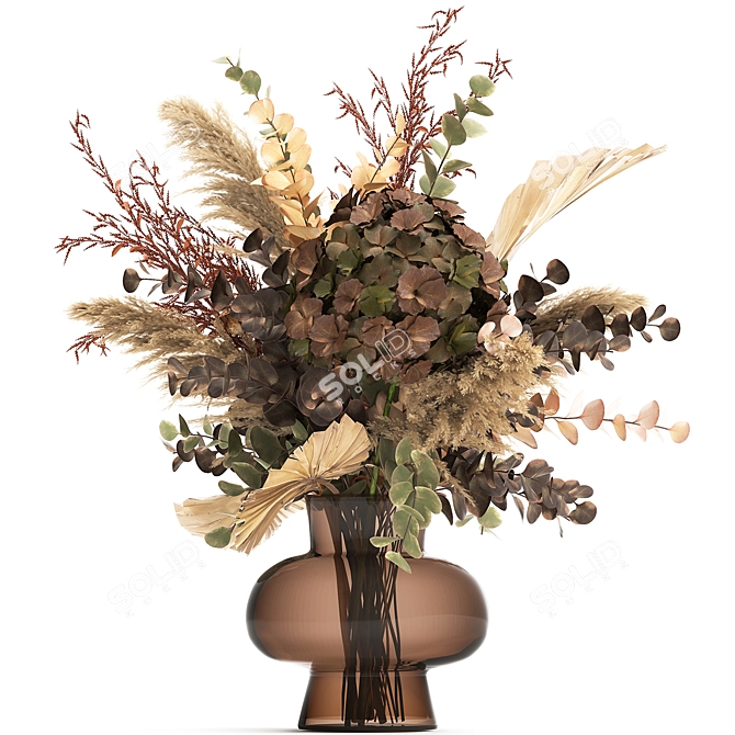 Autumn's Elegance: Dried Flower Bouquet 3D model image 1