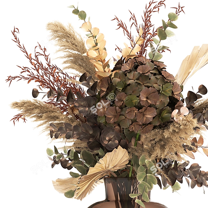 Autumn's Elegance: Dried Flower Bouquet 3D model image 2