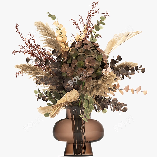 Autumn's Elegance: Dried Flower Bouquet 3D model image 5