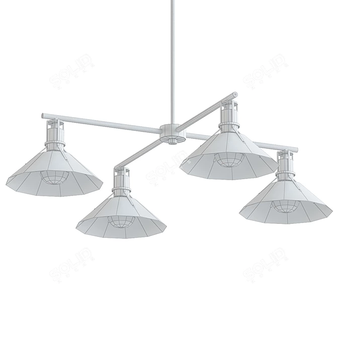 Rustic Four Light Outdoor Pendant 3D model image 2