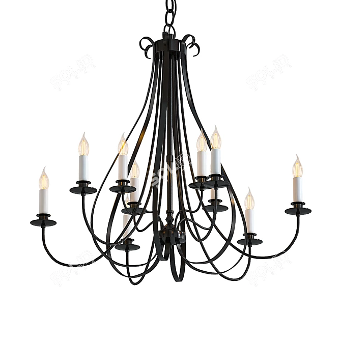 Elegant Nine-Light Chandelier 3D model image 1