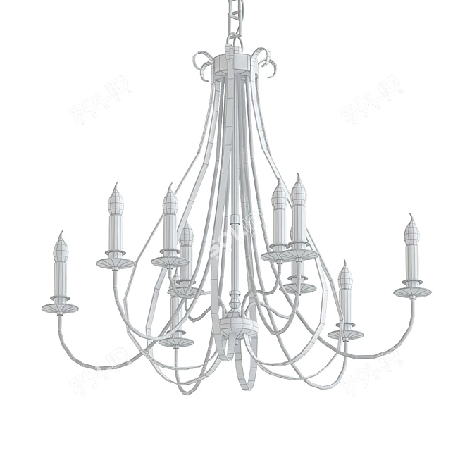 Elegant Nine-Light Chandelier 3D model image 2