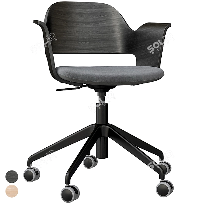 Sleek Oak Conference Chair 3D model image 2