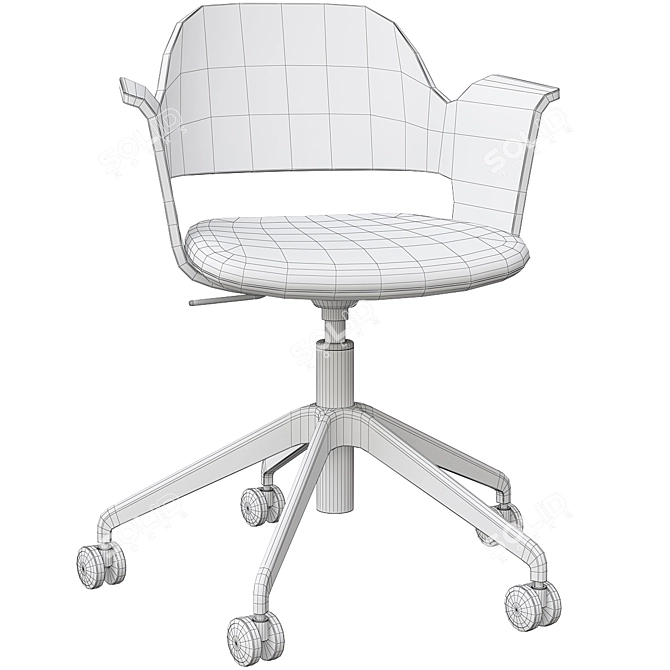 Sleek Oak Conference Chair 3D model image 6