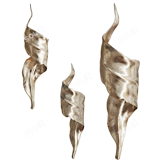 Elegant Golden Leaf Wall Sconce 3D model image 1