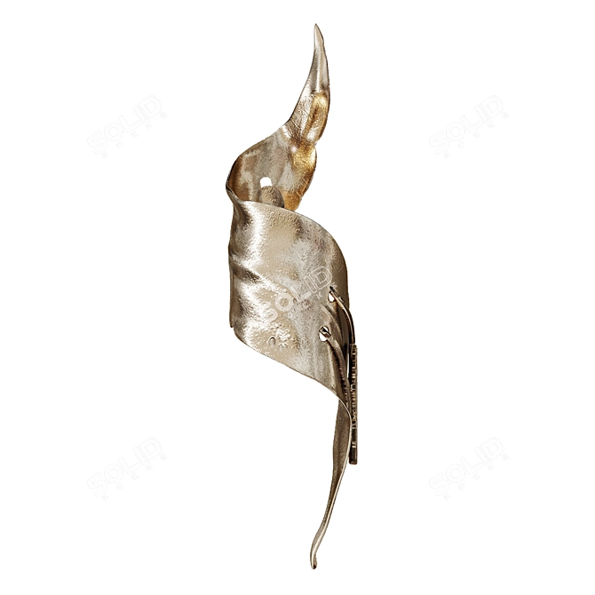 Elegant Golden Leaf Wall Sconce 3D model image 3