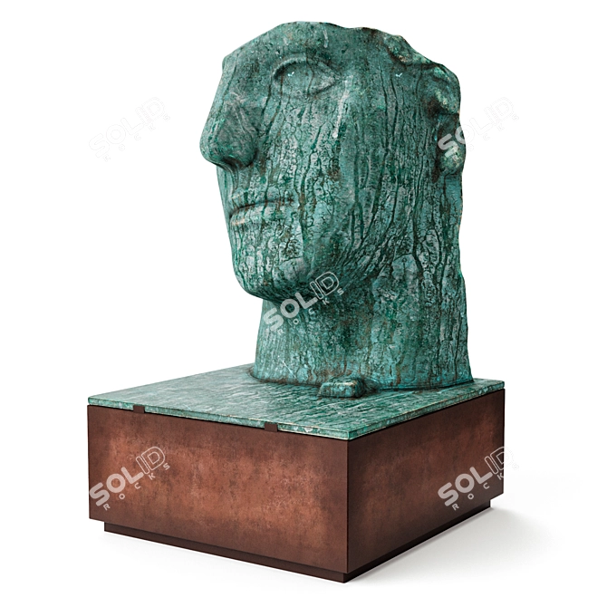 Bronze Outdoor Face Sculpture 3D model image 1