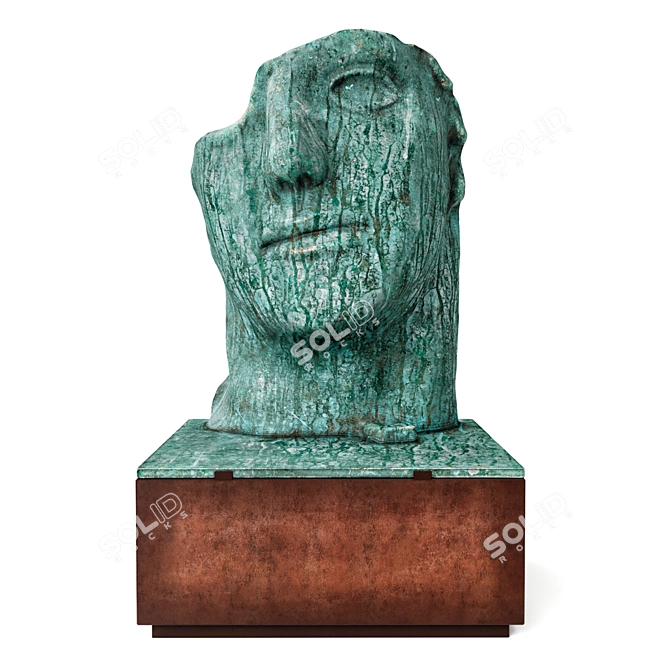 Bronze Outdoor Face Sculpture 3D model image 2