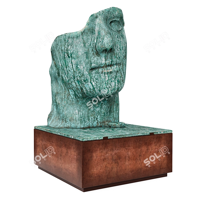 Bronze Outdoor Face Sculpture 3D model image 3