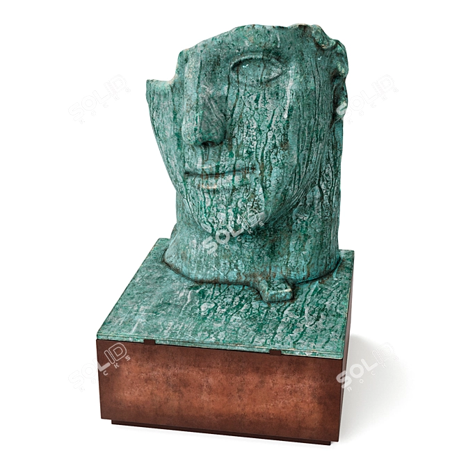 Bronze Outdoor Face Sculpture 3D model image 4