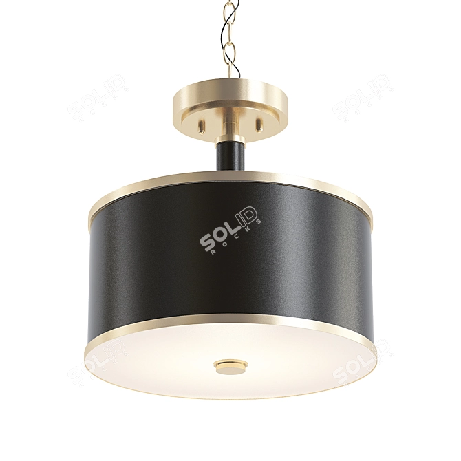 Quinn Black Leather Convertible Semi Flush/Pendant Light 3D model image 1