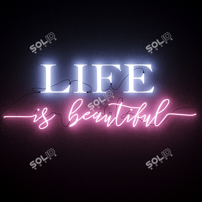 Vibrant Neon Sign "Life is Beautiful 3D model image 5