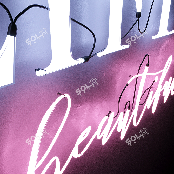 Vibrant Neon Sign "Life is Beautiful 3D model image 6