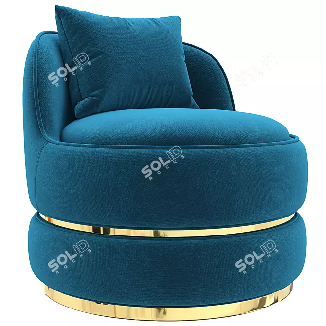 Modern Teal Swivel Vanity Chair 3D model image 1