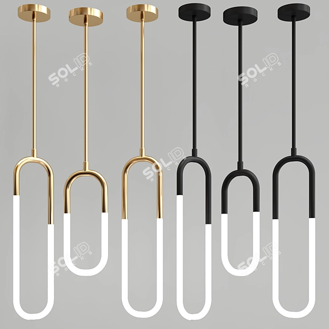 Sleek Tubular Pendant LED Lamps 3D model image 1