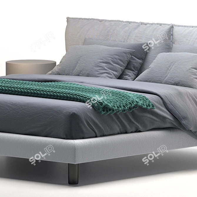 Elegant Upholstered Bed with Wooden Frame 3D model image 3