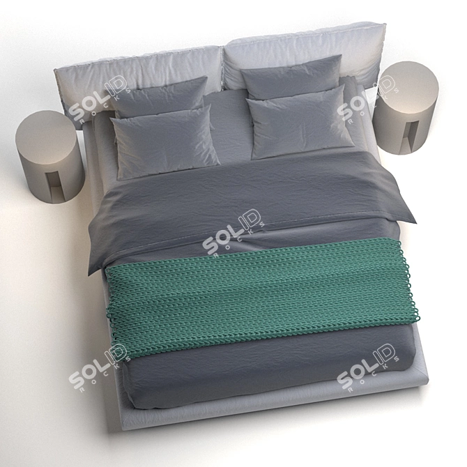 Elegant Upholstered Bed with Wooden Frame 3D model image 6