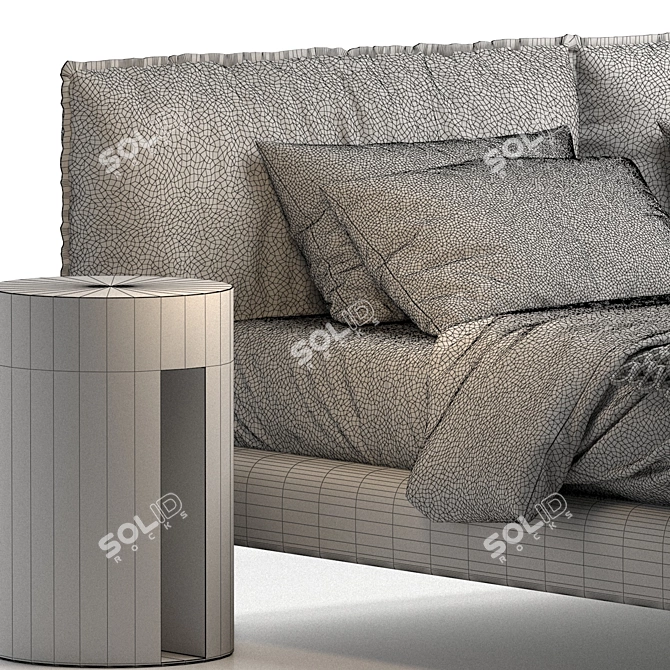 Elegant Upholstered Bed with Wooden Frame 3D model image 7