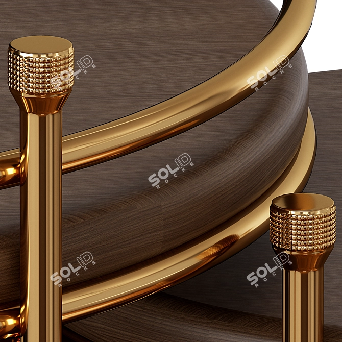 Mezzo Erni Side Table: Polished Brass meets Walnut Veneer 3D model image 4
