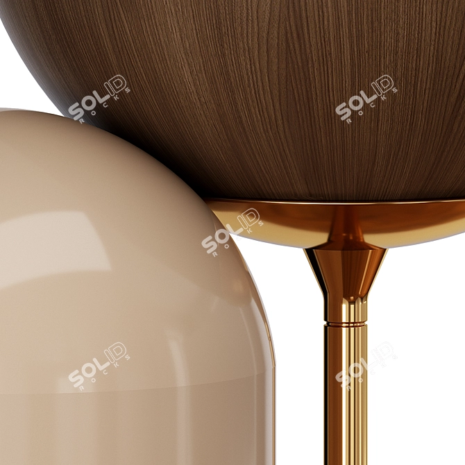 Mezzo Collection Haden Side Table - Polished Brass and Walnut Finish 3D model image 4