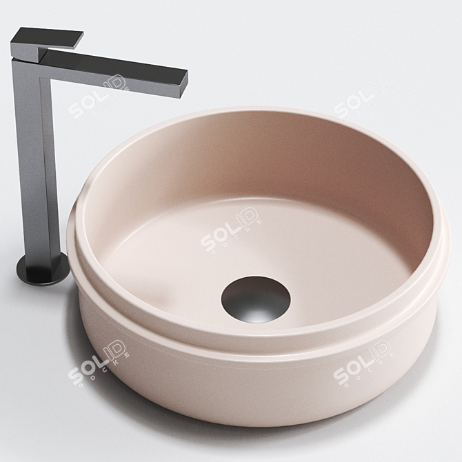 RISE Round Washbasin: Modern Elegance at its Finest 3D model image 2