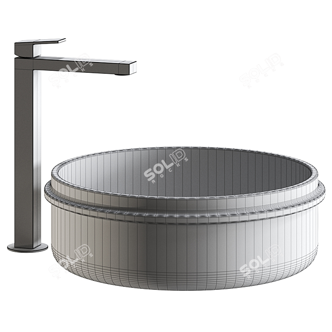 RISE Round Washbasin: Modern Elegance at its Finest 3D model image 3