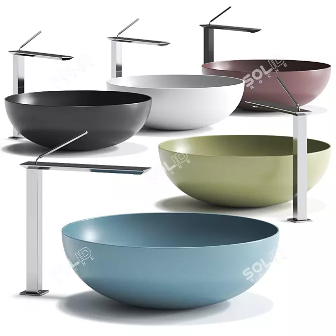 Valdama POD Round Washbasin: Sleek Design, Vibrant Colors 3D model image 1