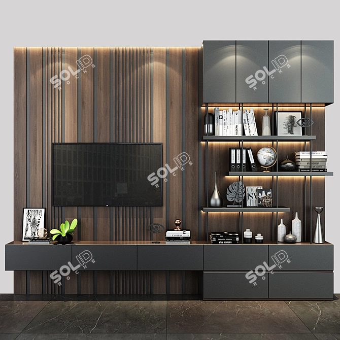 SleekTV Wall Set 160: Transform Your Space 3D model image 1