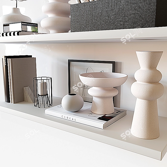 Title: Decorative Shelf with Elegant Accessories 3D model image 2