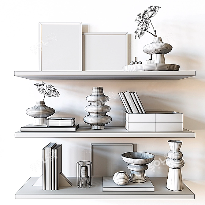 Title: Decorative Shelf with Elegant Accessories 3D model image 6