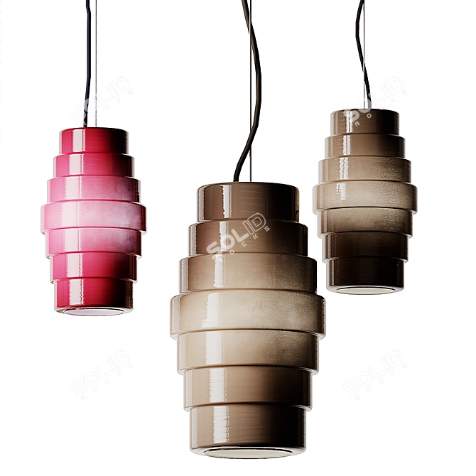 Elegant Blown Glass Pendant: VENINI ZOE 3D model image 1