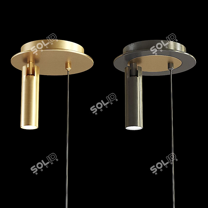 Elegant Gold-Brass Pendant Light 3D model image 2