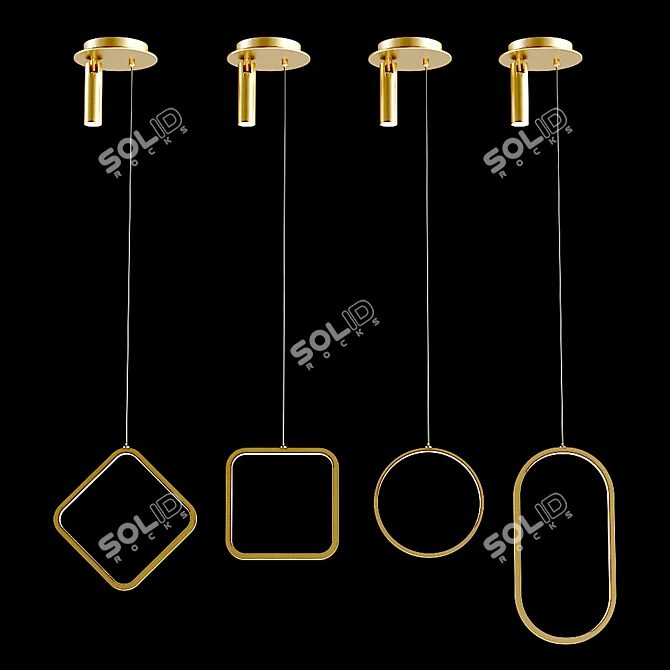 Elegant Gold-Brass Pendant Light 3D model image 3