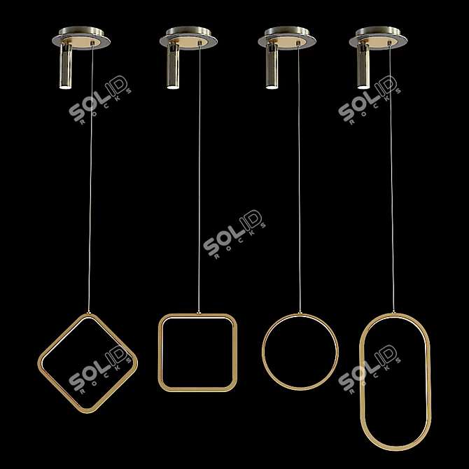 Elegant Gold-Brass Pendant Light 3D model image 4