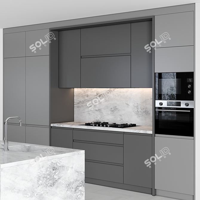 Modern Island Kitchen: High-Quality 3D Model 3D model image 2