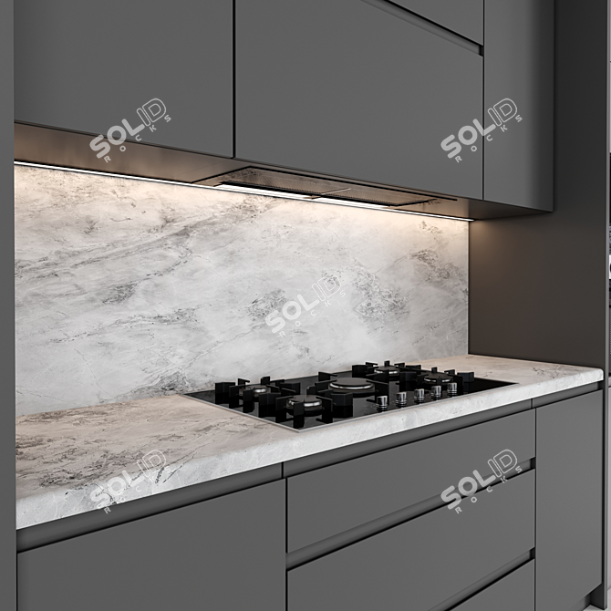 Modern Island Kitchen: High-Quality 3D Model 3D model image 3