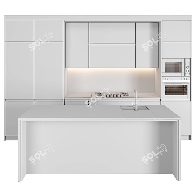 Modern Island Kitchen: High-Quality 3D Model 3D model image 4