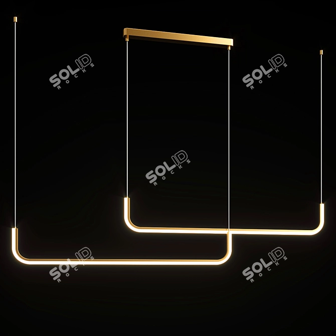 Elegant LED Strips Chandelier 3D model image 1