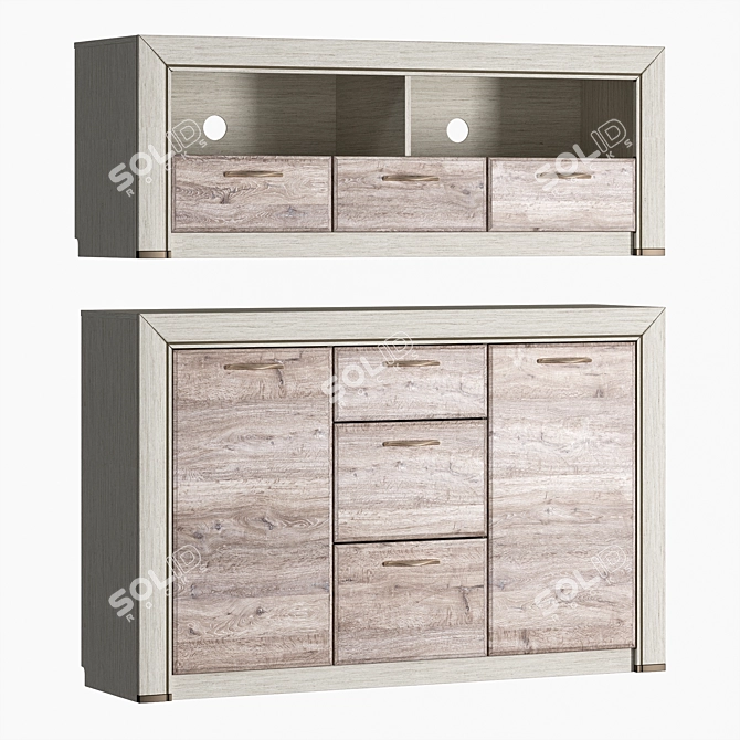 Olivia Hoff Chest of Drawers & TV Stand 3D model image 1