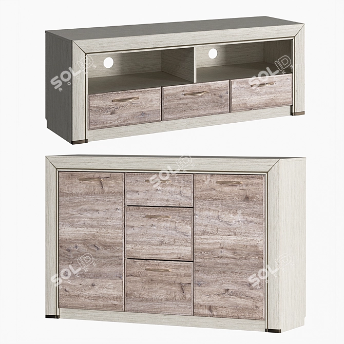 Olivia Hoff Chest of Drawers & TV Stand 3D model image 2