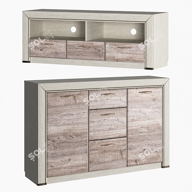 Olivia Hoff Chest of Drawers & TV Stand 3D model image 4