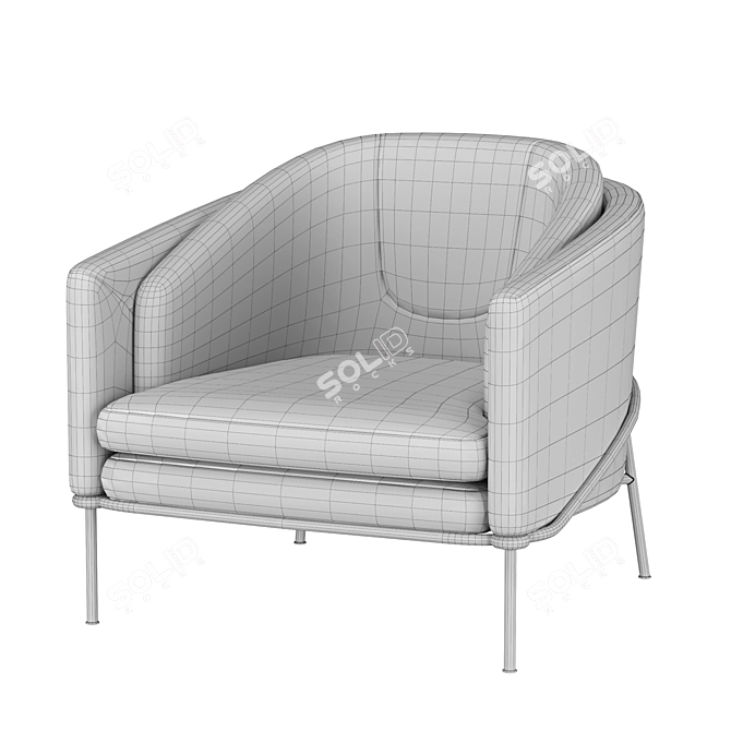Sophisticated Fil Noir Armchair 3D model image 3