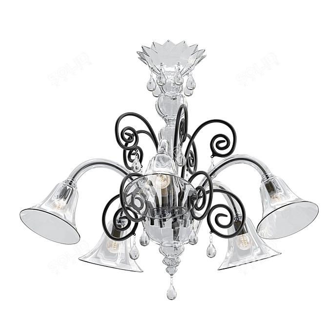 Modern Venetian Chandelier: Murano Glass 3D model image 1